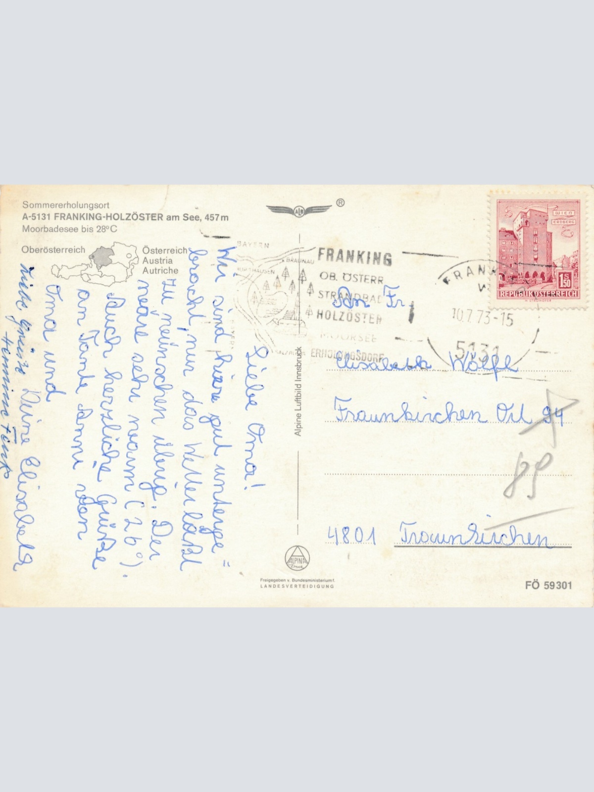 Alpine - Luftbild aus Holzöster am See Oberösterreich Ansichtskarte (11272)