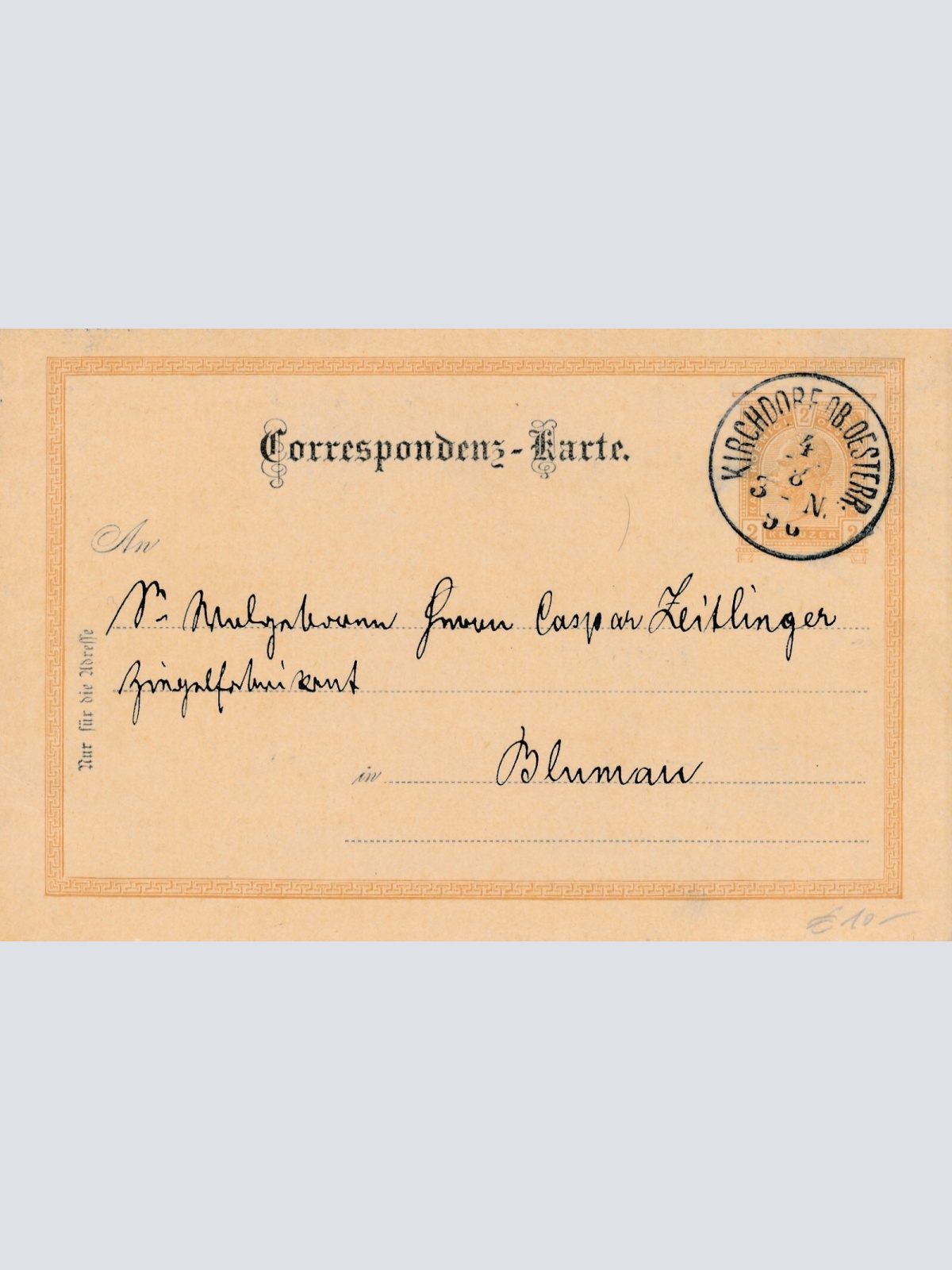 2 Kreuzer Ganzsachen - Karte 1890 aus Kirchdorf (11389)