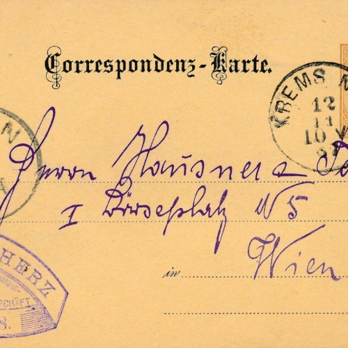 2 Kreuzer - Ganzsachen Karte 1887 aus Krems (11141)