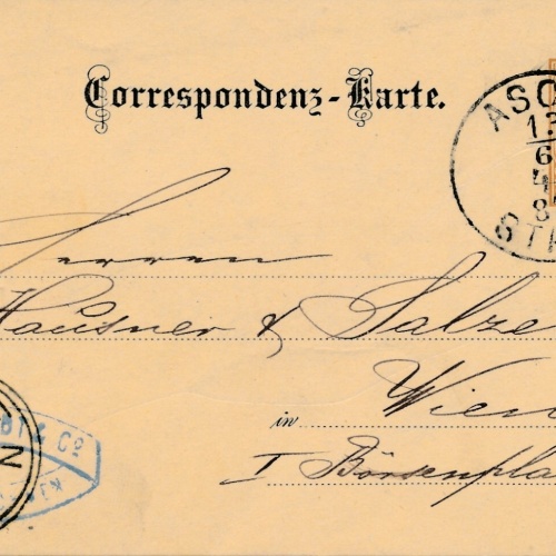 2 Kreuzer - Ganzsachen Karte 1887 aus Asch Stadt (11142)