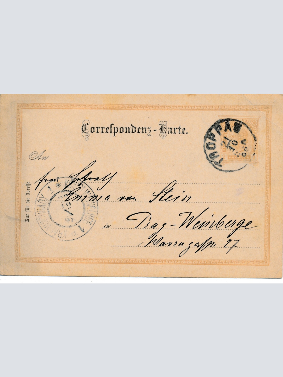 2 Kreuzer Ganzsachen - Karte 1898 aus Troppau (11596)