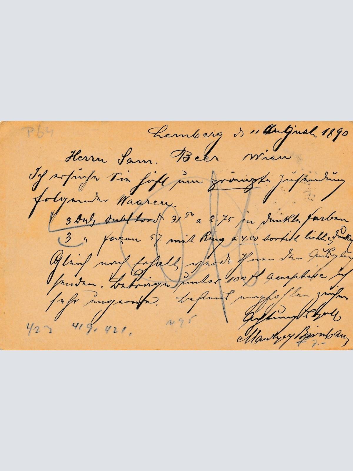 2 Kreuzer Ganzsachen - Karte (Poln) 1890 aus Lemberg (11600)