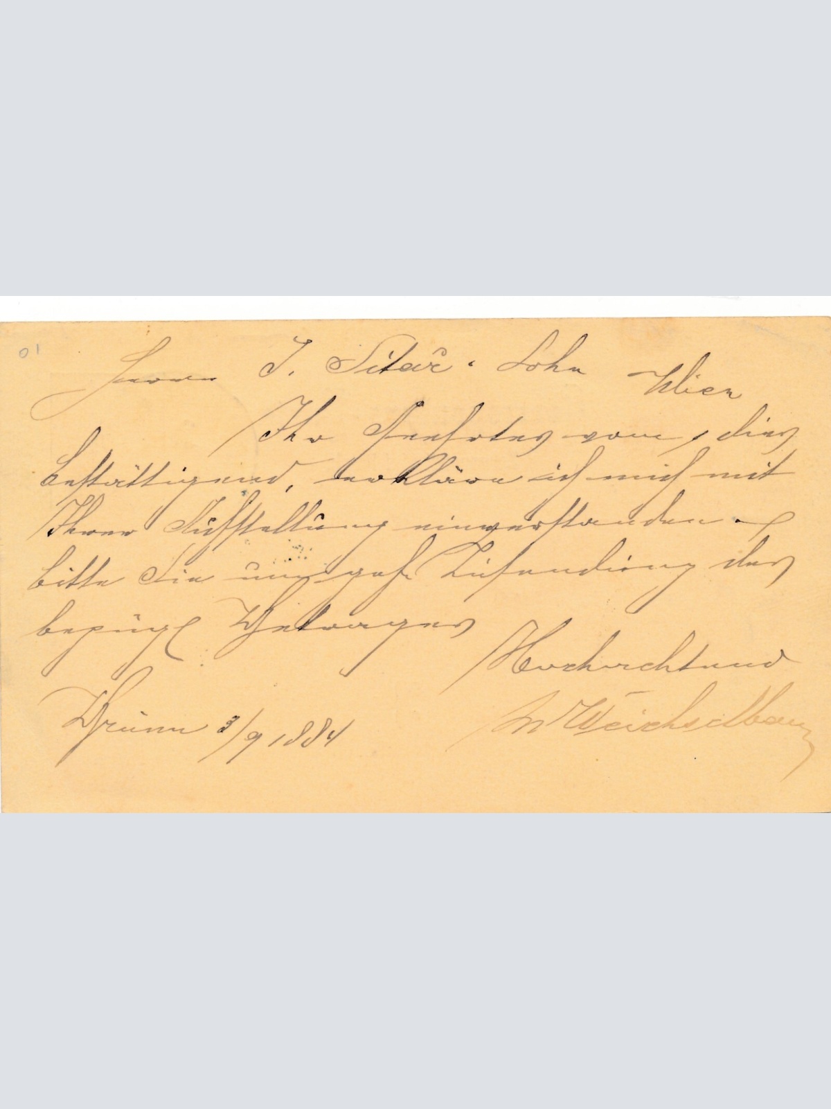 2 Kreuzer Ganzsachen - Karte 1884 aus Brünn Stadt (11187)