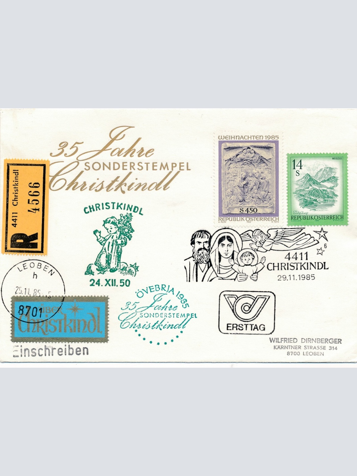 Christkindl - Reco - Brief 29.11.1985 + LZ Leoben (11591)