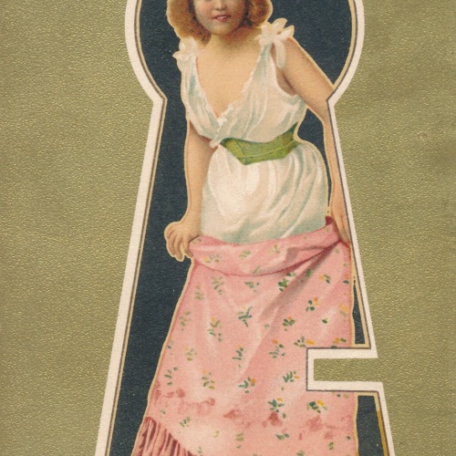 AK Schlüssellochkarte Frau im Schlüsselloch  (10751)