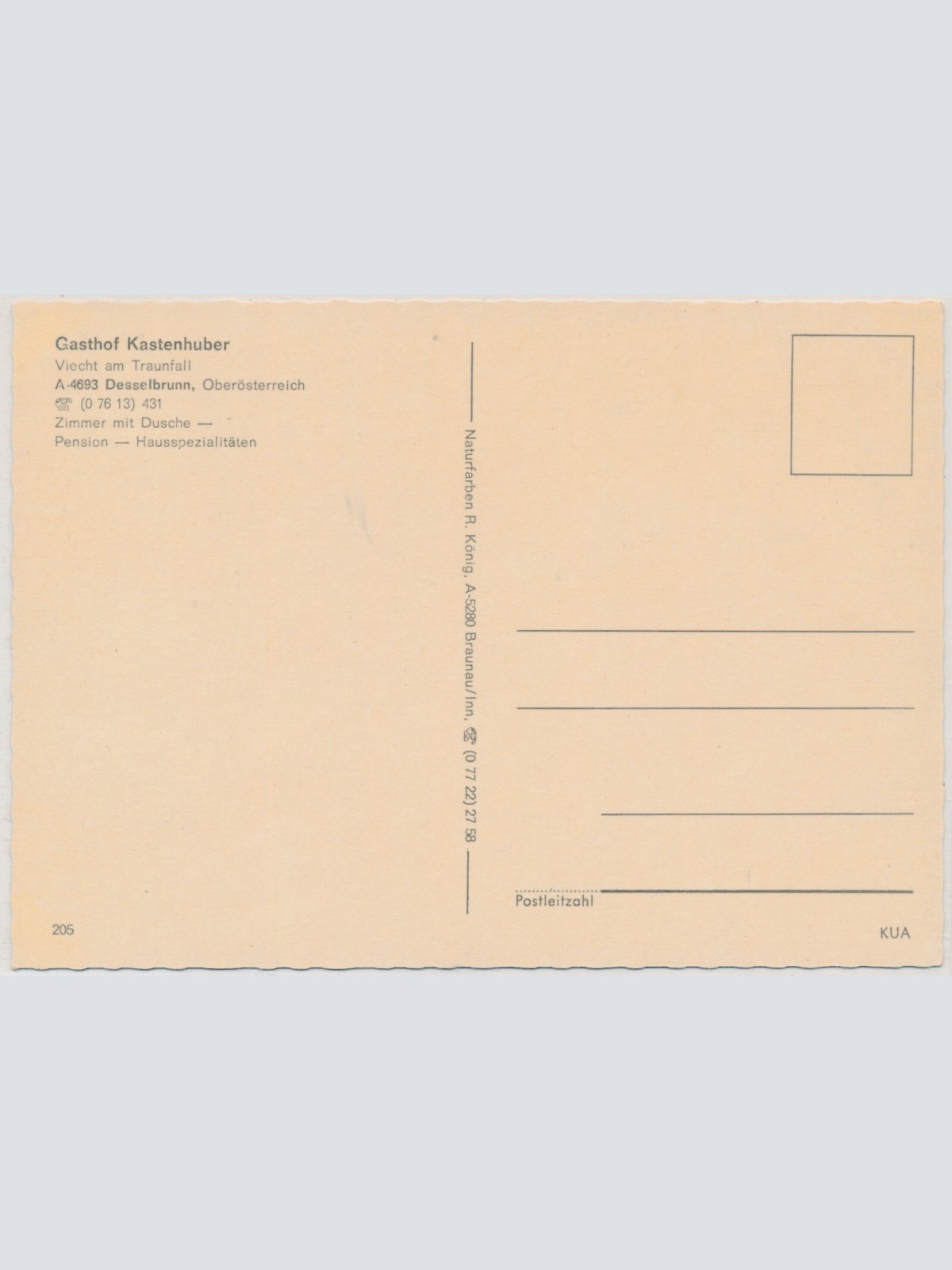 AK, Gasthof Kastenhuber, Desselbrunn, Oberösterreich (S2654)