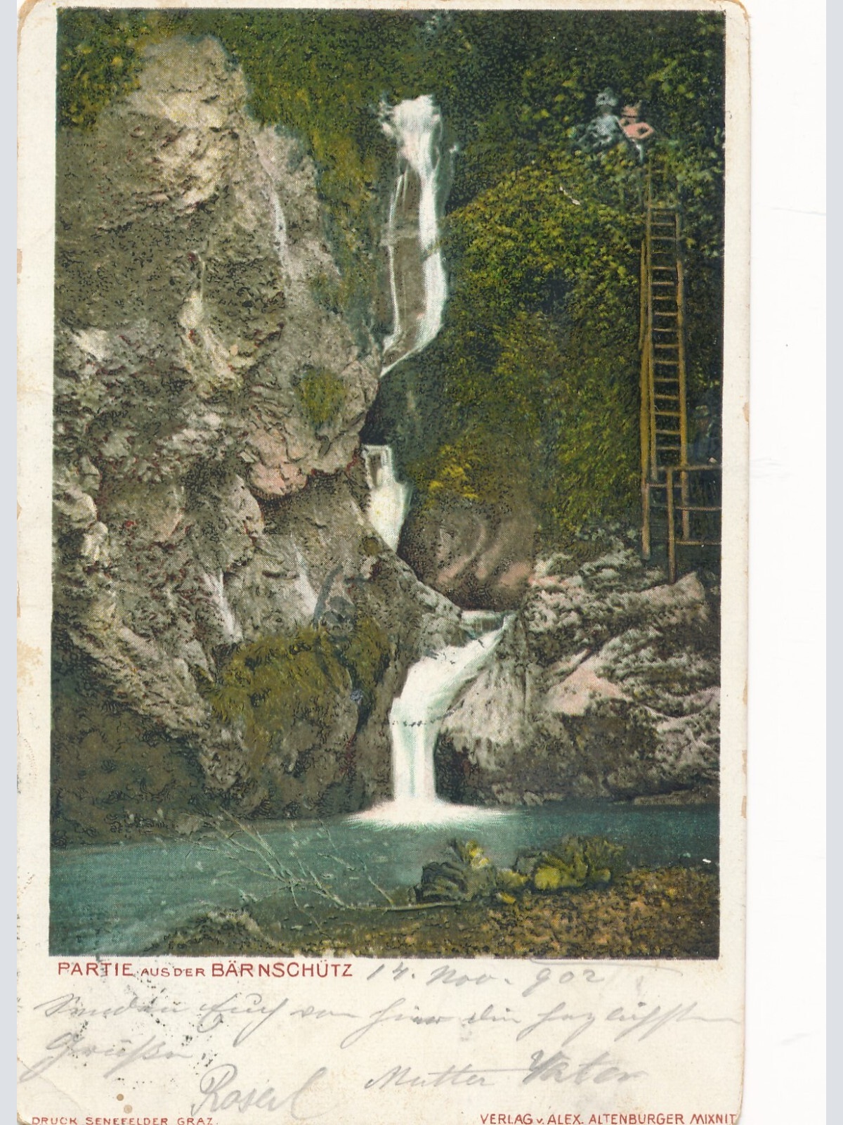 AK vom Bärenschütz mit Wasserfall Steiermark Ansichtskarte (11985)