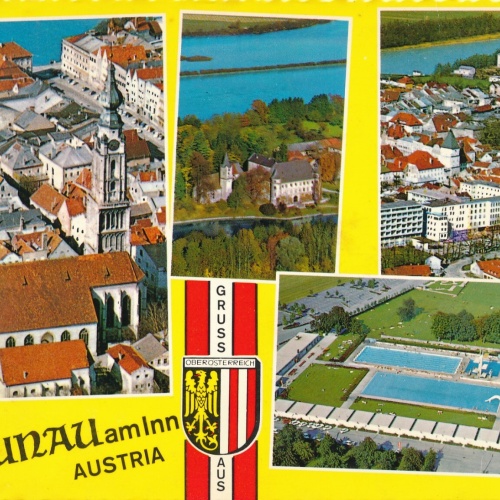 AK aus Braunau mit Schwimmbad Oberösterreich Mehrbildkarte Ansichtskarte (J261)