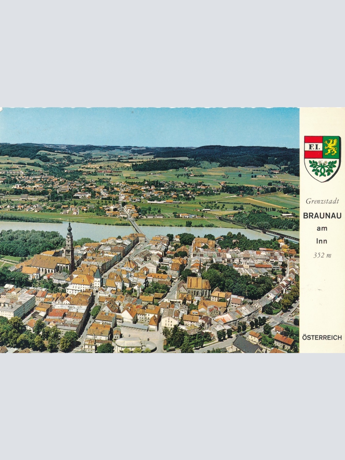 AK aus Braunau Oberösterreich Fliegerfoto Ansichtskarte (J280)