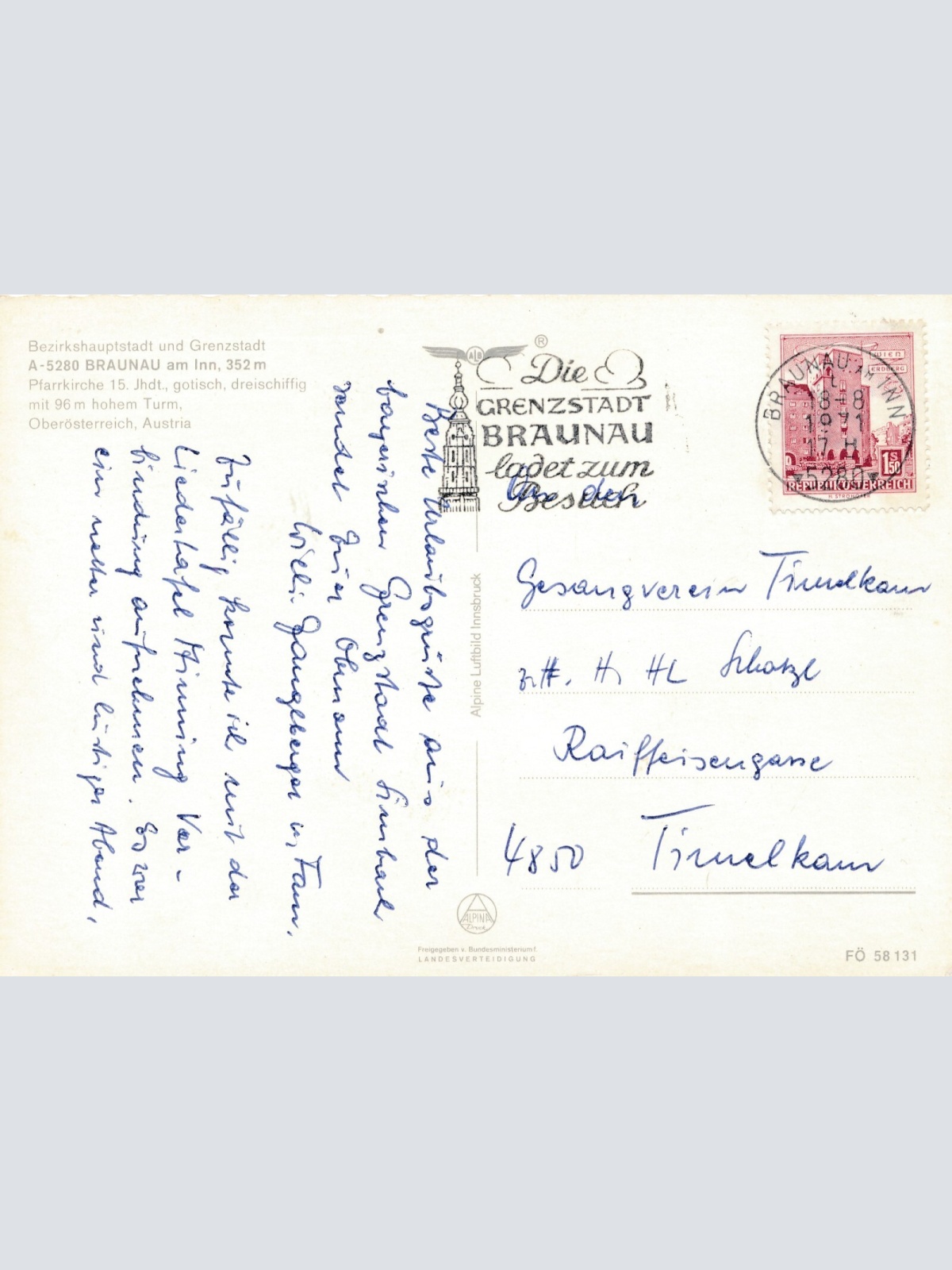 AK aus Braunau Oberösterreich Fliegerfoto Ansichtskarte (J280)