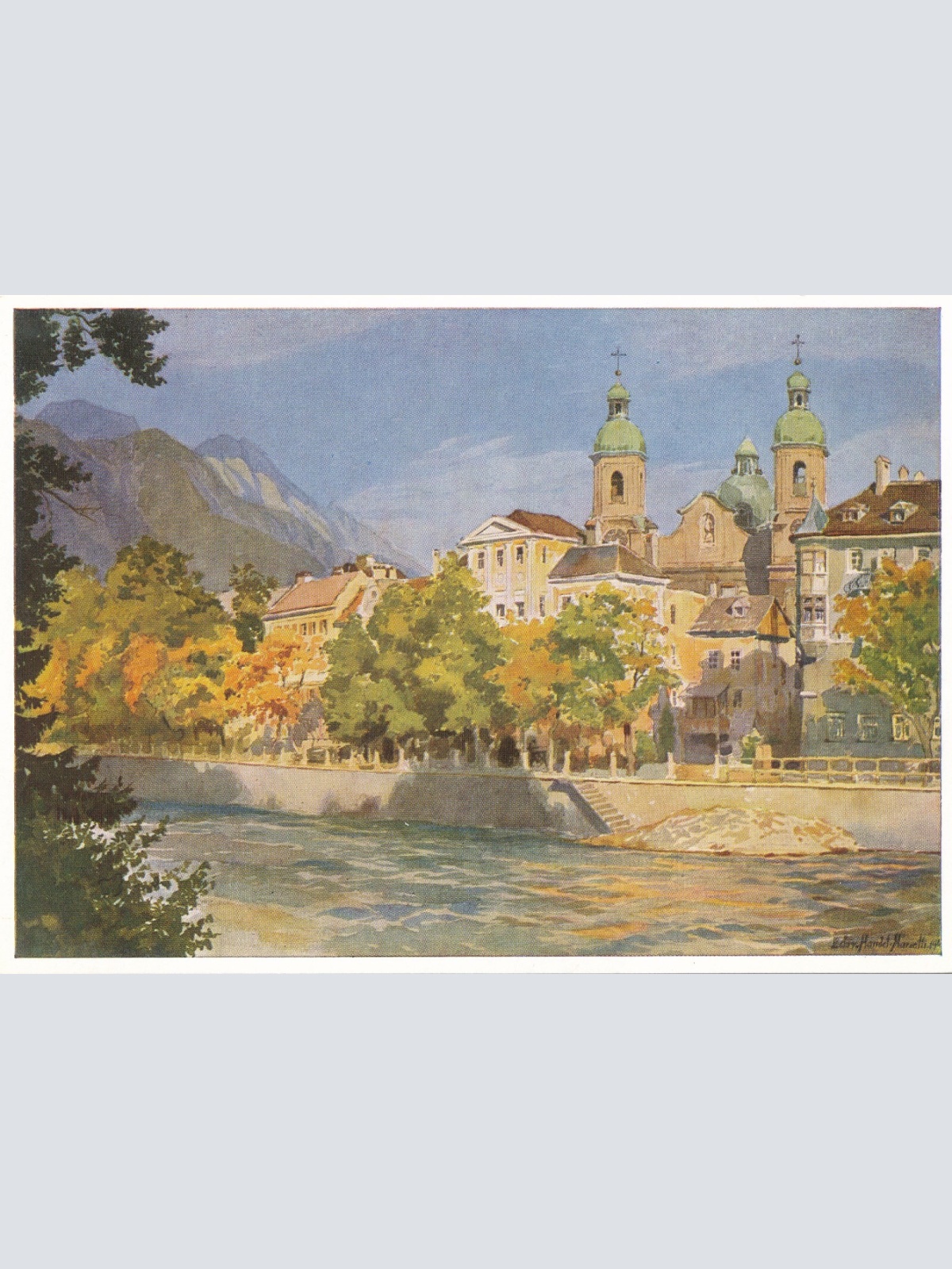 AK Künstlerserie aus Innsbruck mit Pfarrkirche Ansichtskarte (11779)