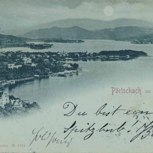Mondschein - Karte aus Pörtschach am Wörthersee Kärnten Ansichtskarte (12096)