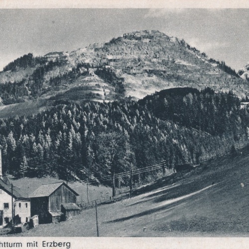 AK aus Eisenerz mit Schichtturm und Erzberg Steiermark Ansichtskarte (12429)