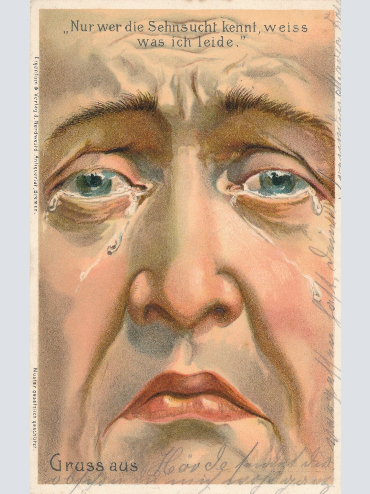 Motiv - Karte Nur wer di Sehensucht kennt mit Gesicht Ansichtskarte (11478)