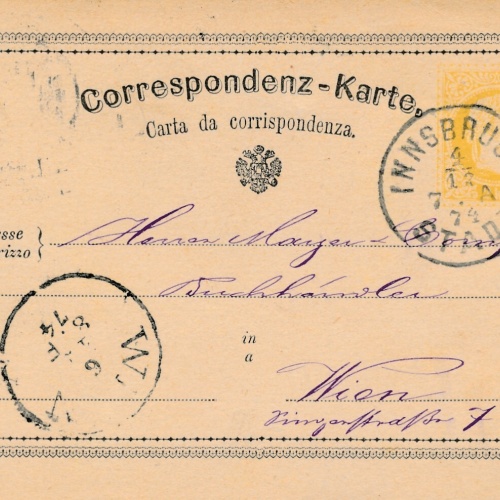 2 Kreuzer - Ganzsachen - Karte 1874 aus Innsbruck (12283)