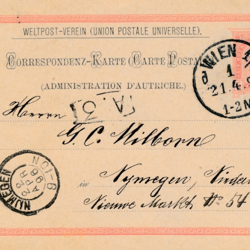 5 Kreuzer - Ganzsachen - Karte 1896 aus Wien (12317)