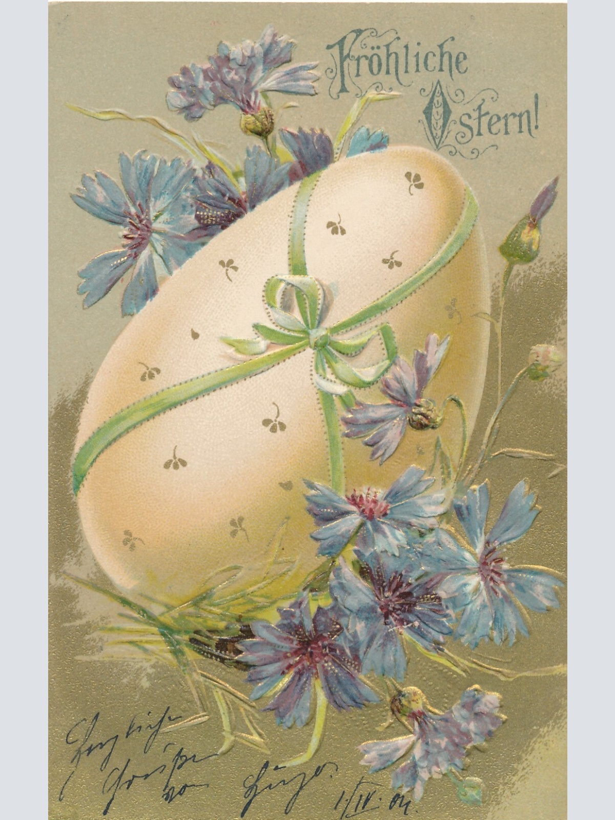 Präge - Motiv - Karte Fröhliche Ostern mit Ei Ansichtskarte (11840)