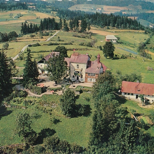 AK aus St. Johann mit Berghotel Hansberg Fliegerfoto Ansichtskarte (J362)