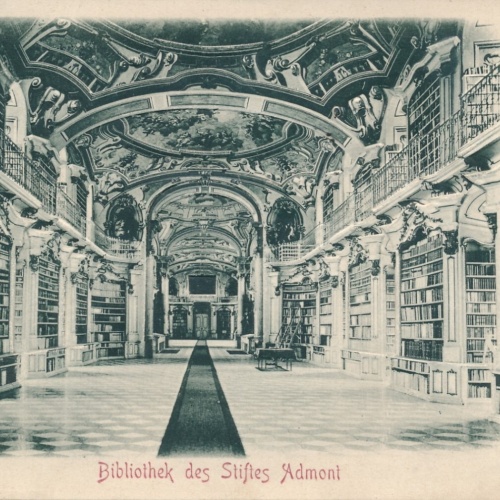 Präge - AK aus Admont Bibliothek inneres Steiermark Ansichtskarte (13060)