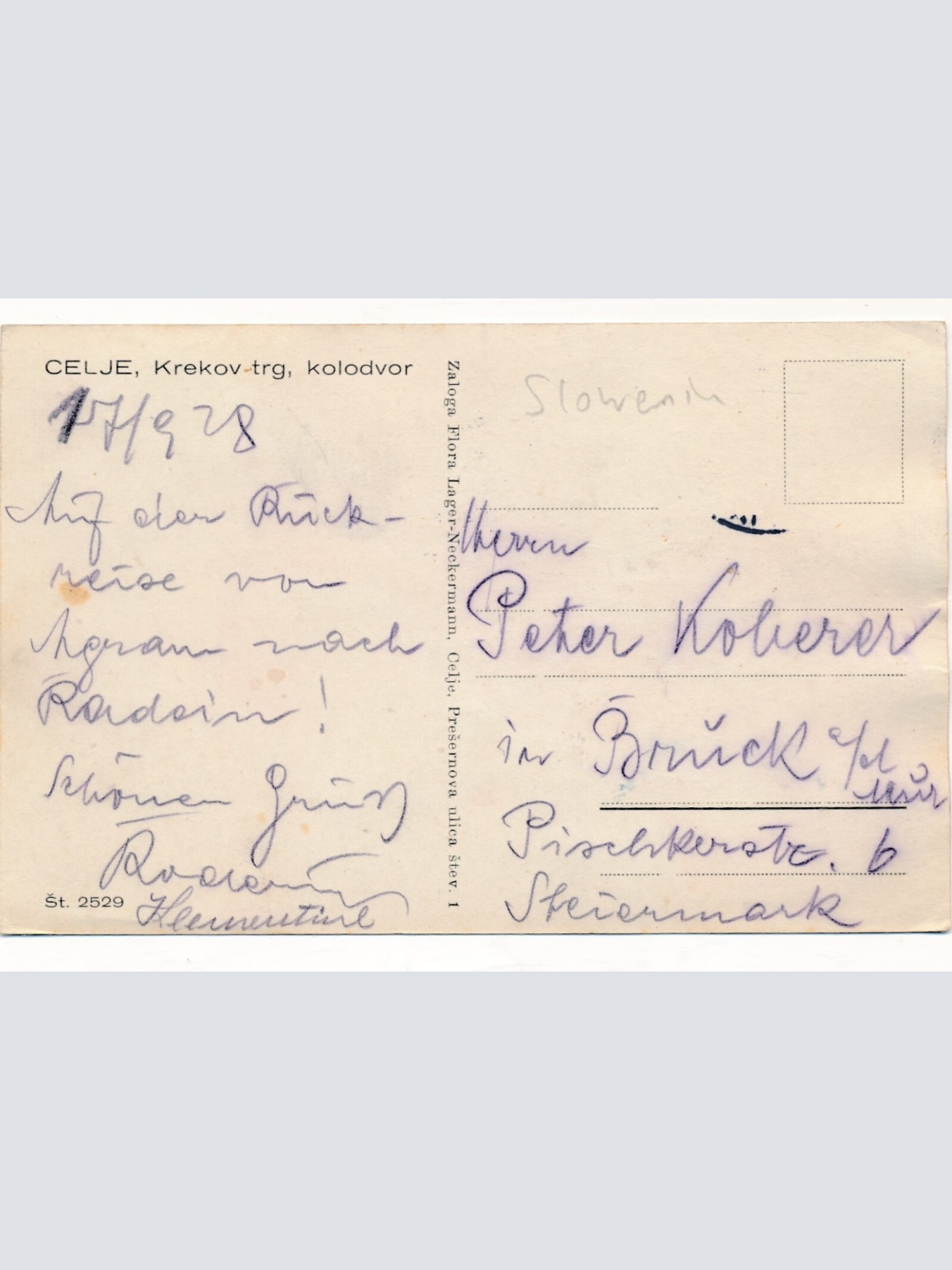 AK aus Celje Krekov trg kolodvor Slowenien Ansichtskarte (12507)