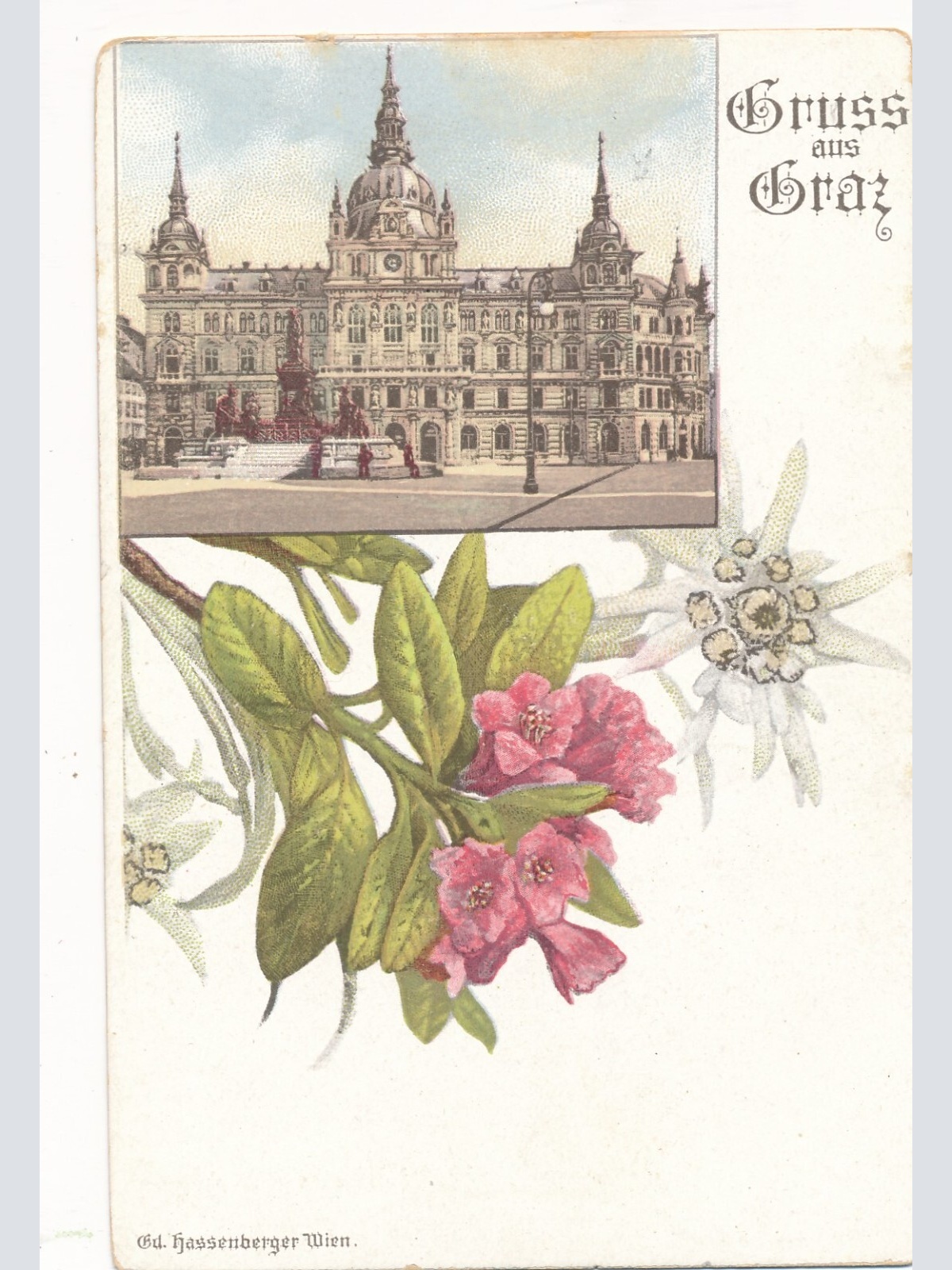 Litho - Karte gruss aus Graz mit Blumen Steiermark Ansichtskarte (12330)