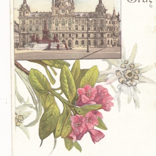 Litho - Karte gruss aus Graz mit Blumen Steiermark Ansichtskarte (12330)