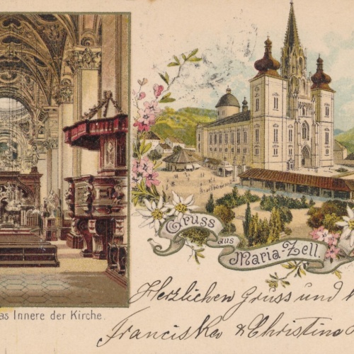 Litho - Karte gruss aus Mariazell Kirchen inneres Ansichtskarte (12328)