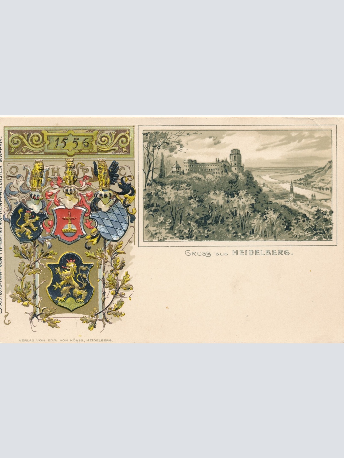 Präge - Litho - Karte aus Heidelberg Baden - Württemberg Ansichtskarte (11379)