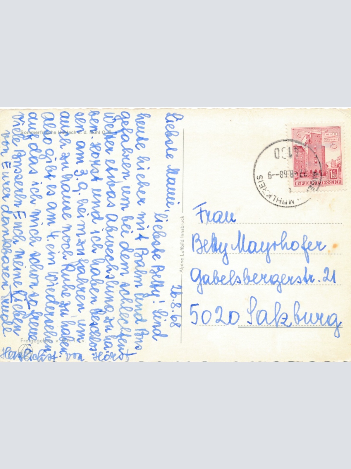 AK aus Haslach Oberösterreich Fliegerfoto Ansichtskarte (J389)