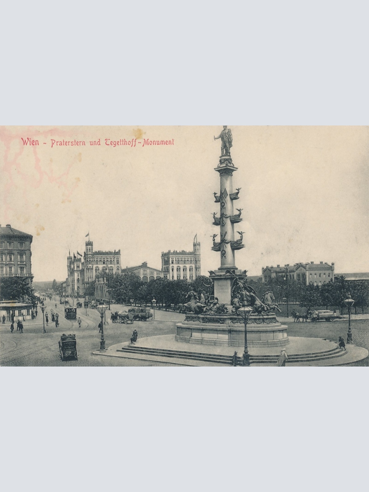 AK aus Wien Praterstern und Tegetthoff - Monument Ansichtskarte (13393)