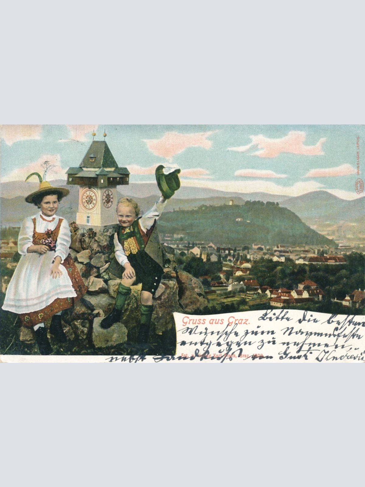 AK aus Graz mit Kinder in der Tracht Steiermark Ansichtskarte (13245)