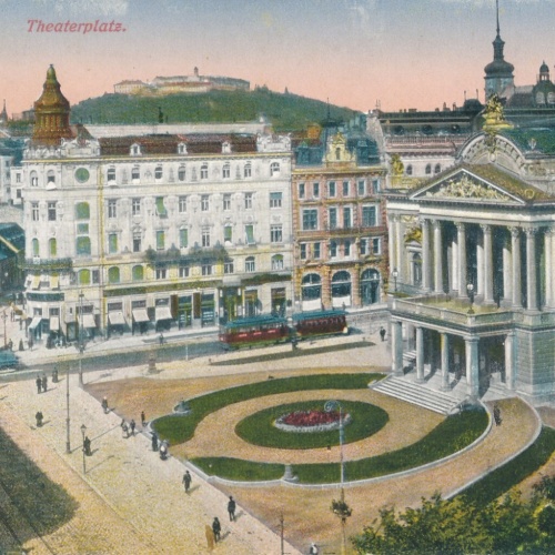 AK aus Brünn Theaterplatz Tschechoslowakei Ansichtskarte (13216)