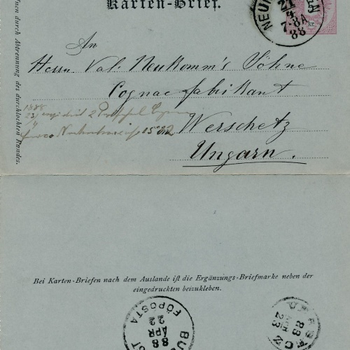 5 Kreuzer Ganzsachen - Karten - Brief aus Neunkirchen (16293)