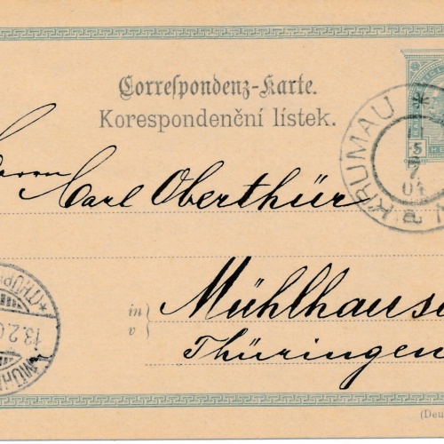 5 Heller - Ganzsachen - Karte 1904 aus Krumau (13362)