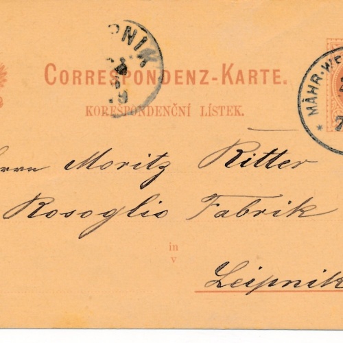 2 Kreuzer - Ganzsachen - Karte 1879 aus Mähr. Weisskirchen (13577)
