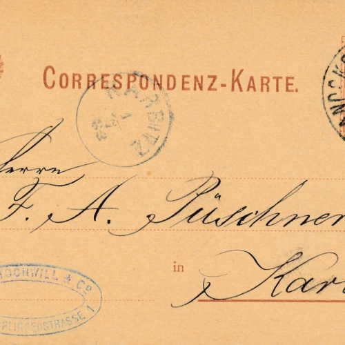2 Kreuzer - Ganzsachen - Karte 1883 aus Wien Landskorngasse (13564)