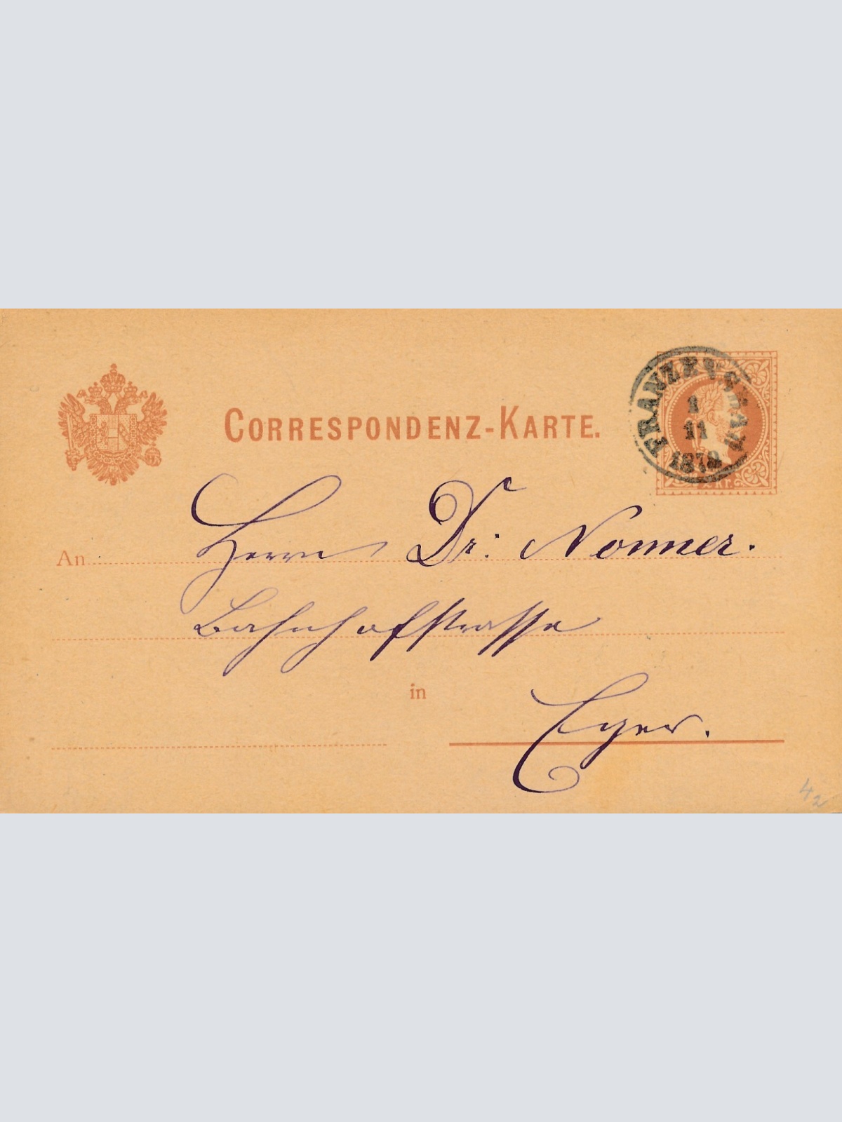 2 Kreuzer - Ganzsachen - Karte 1878 aus Franzensbad (13593)