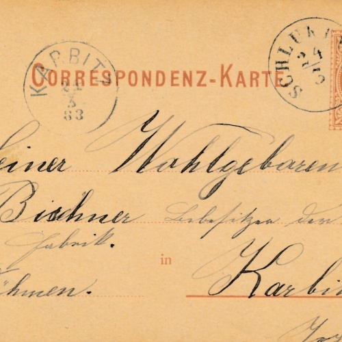2 Kreuzer - Ganzsachen - Karte 1883 aus Schluckenau (13600)