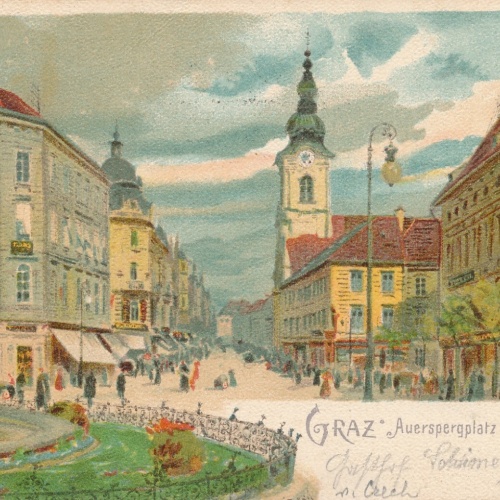 Litho - Karte aus Graz Auerspergplatz Steiermark Ansichtskarte (13724)