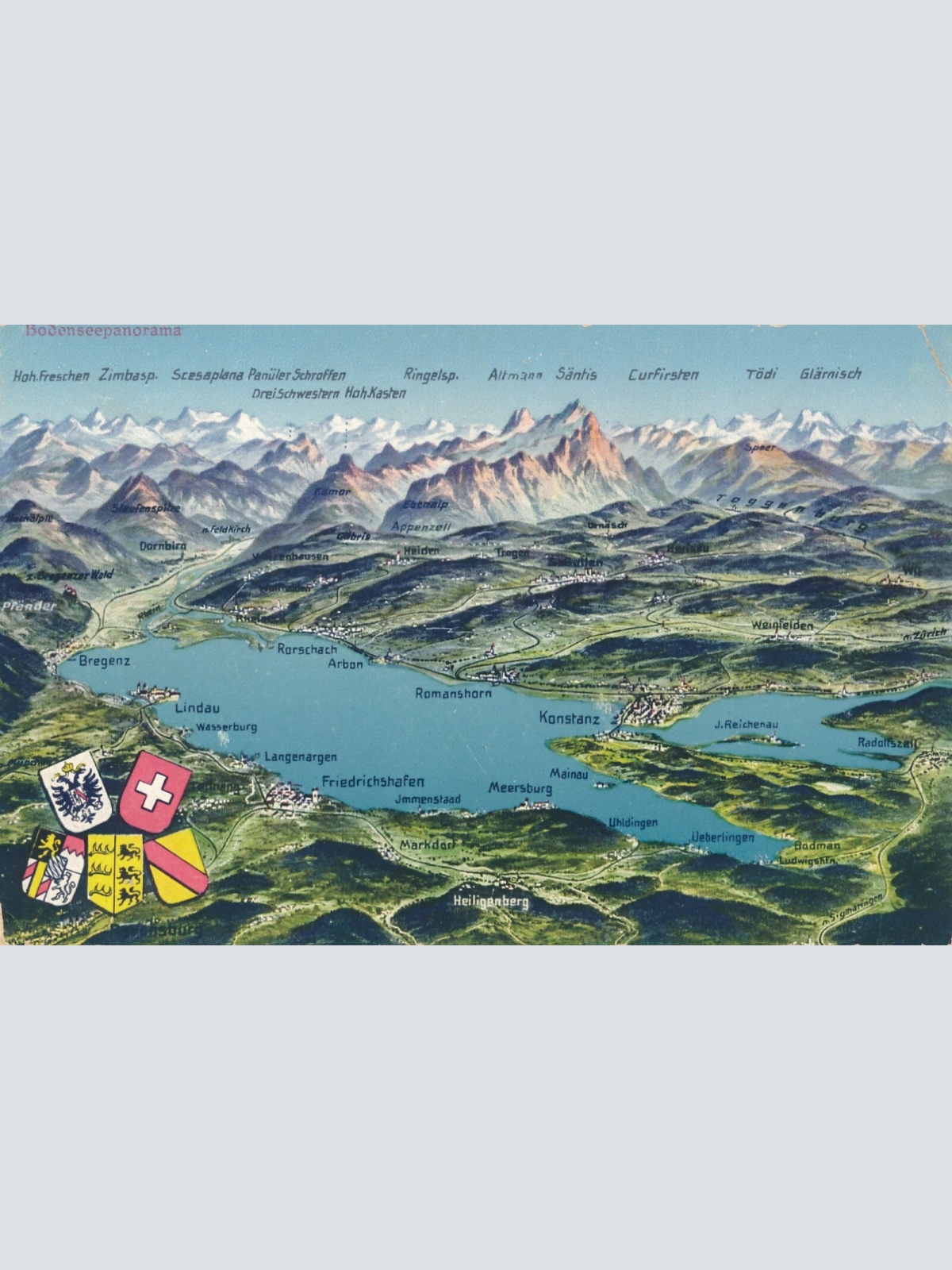 AK, Bodenseepanorama, Baden-Württemberg, Ansichtskarte (S3758)