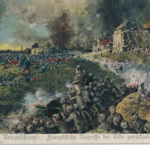 AK Französische Angriffe bei Lille zurückgeschlagen Ansichtskarte (13784)