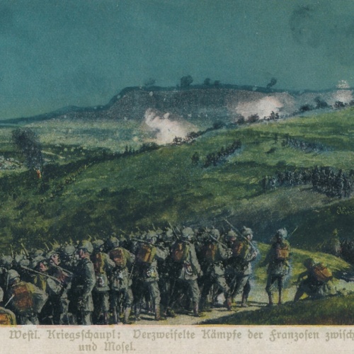 AK Verzw. Kämpfe der Franzosen Zw. Maas und Motel Ansichtskarte (13788)