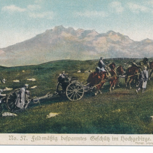AK Feldmäßig bespanntes Geschütz im Hochgebirge Ansichtskarte (13794)