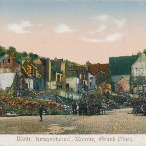 AK Kriegsschauplatz Namur Brand Place Ansichtskarte (13800)