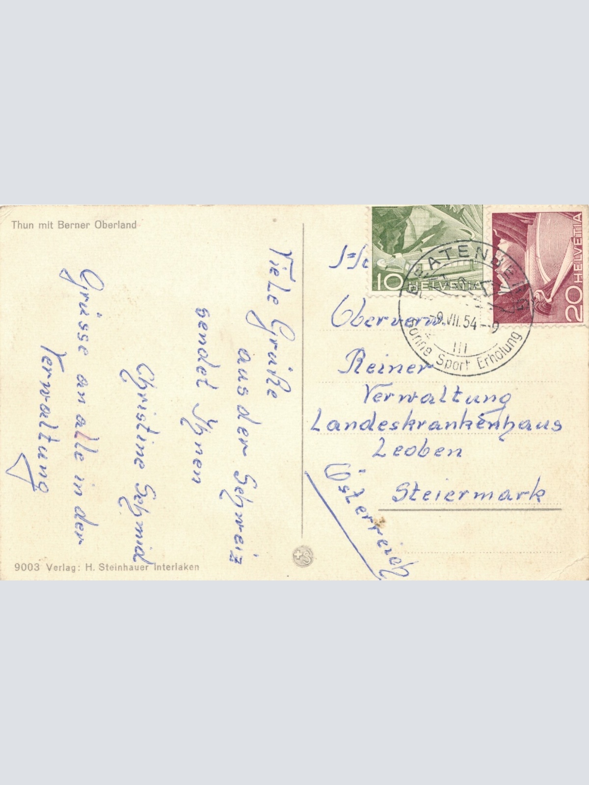 AK, Thun, Schweiz, Ansichtskarte (S3933)