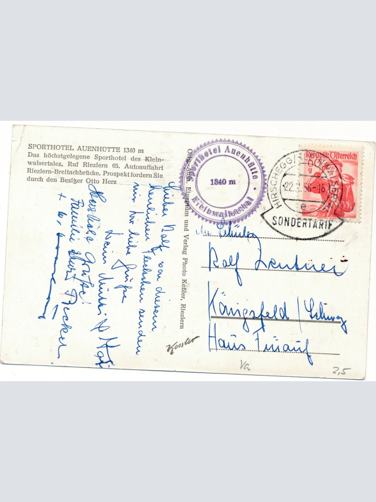 AK, Sporthotel Auenhütte, Vorarlberg, Ansichtskarte (S3949)