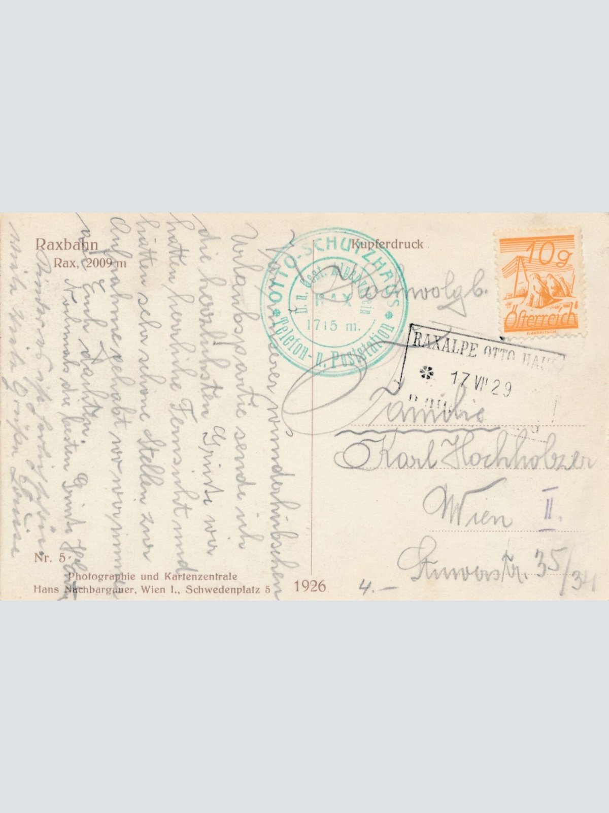 AK, Raxbahn, Niederösterreich, Ansichtskarte (S3956)