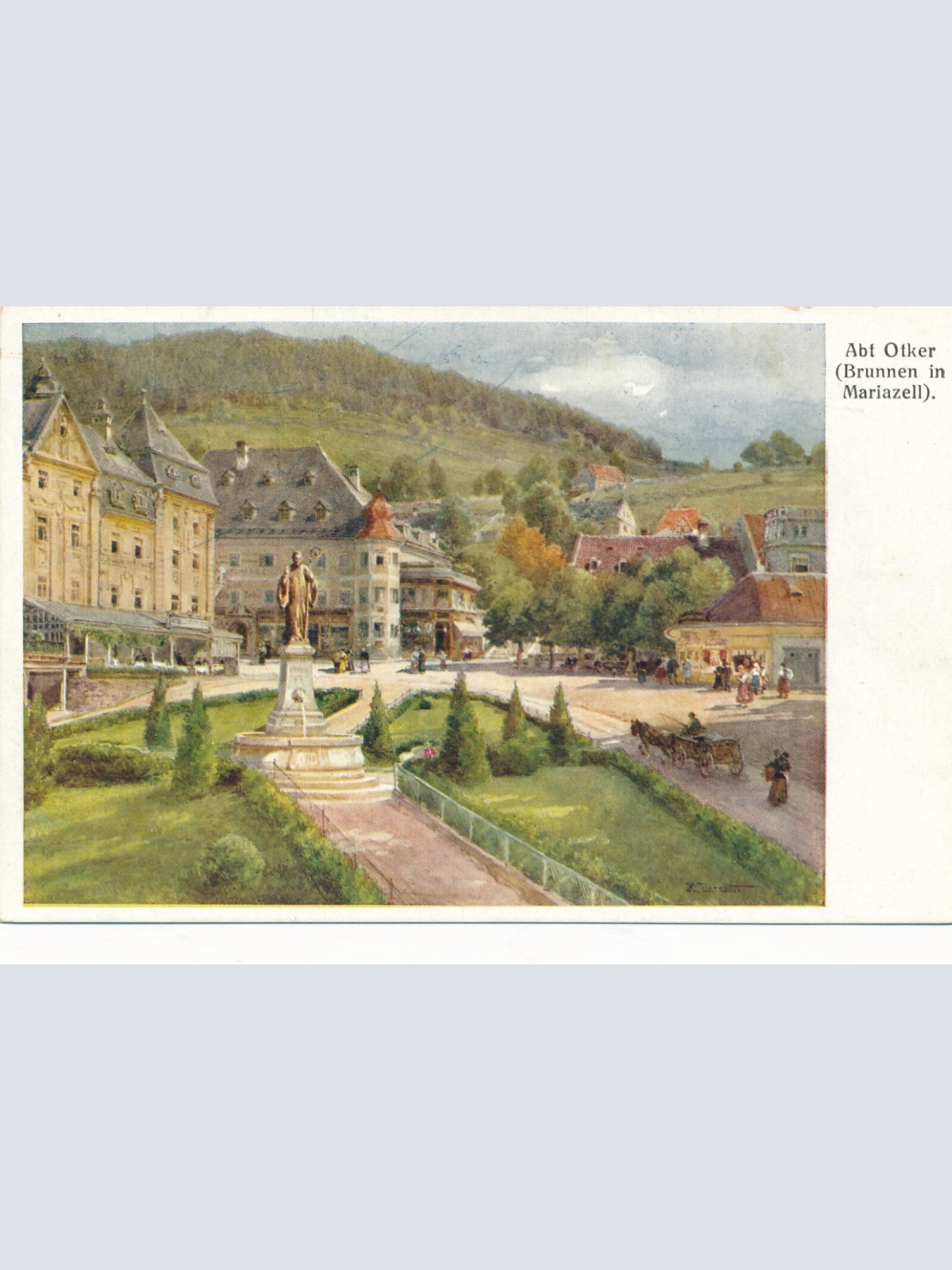 AK aus Mariazell Abt Otker mit Brunnen Steiermark Ansichtskarte (13873)