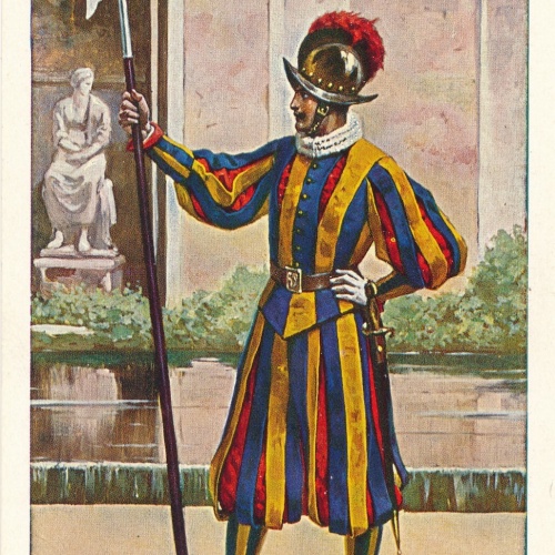 AK, Tenuta di mezza gala, guardia svizzera, Ansichtskarte (S4137)