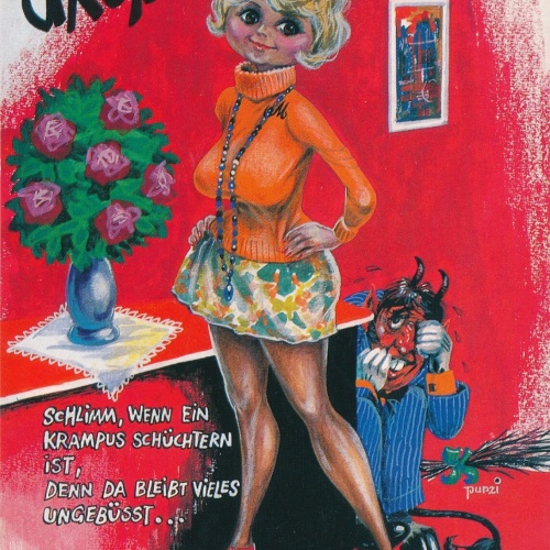 AK, Gruß vom Krampus, Schlimm wenn ein Krampus schüchtern, Ansichtskarte (S4149)